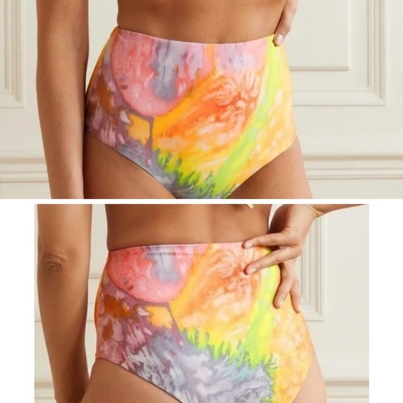 Mara Hoffman Lydia High Rise Bikini Bottom In Multi Pink Size XL Brand New - Picture 1 of 3